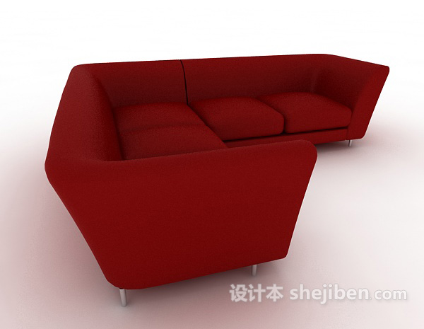 设计本红色家居多人沙发3d模型下载