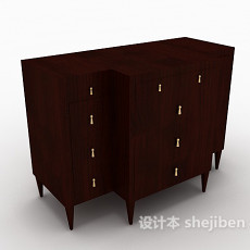 新中式风格木质边柜3d模型下载