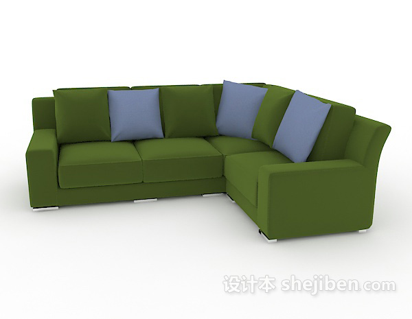 免费绿色现代家居沙发3d模型下载