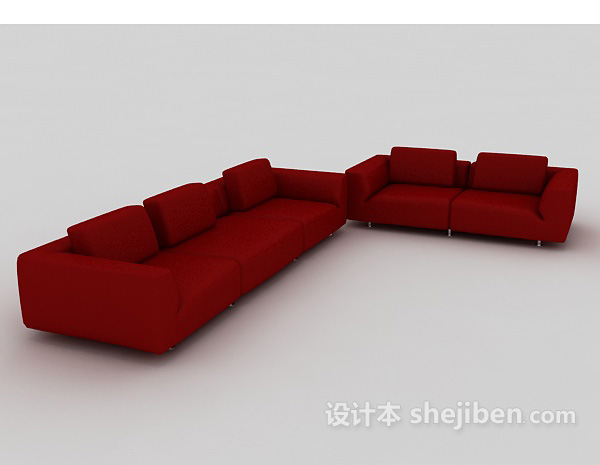 大红色组合沙发
