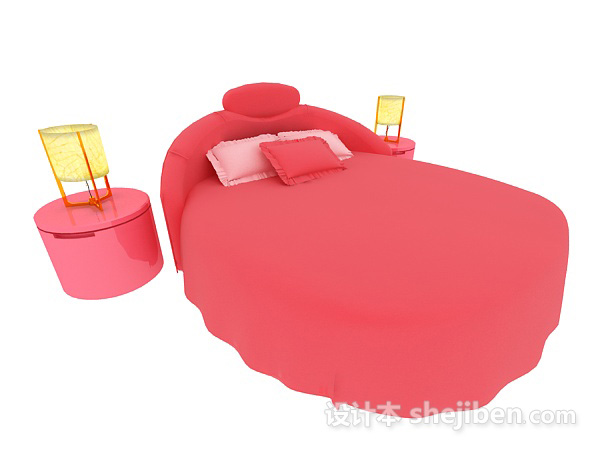 免费大红色儿童床3d模型下载