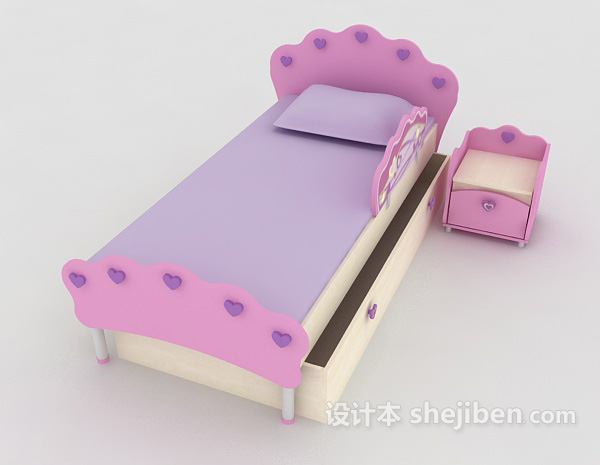 免费温馨儿童床3d模型下载