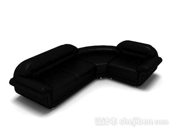 黑色现代皮质沙发