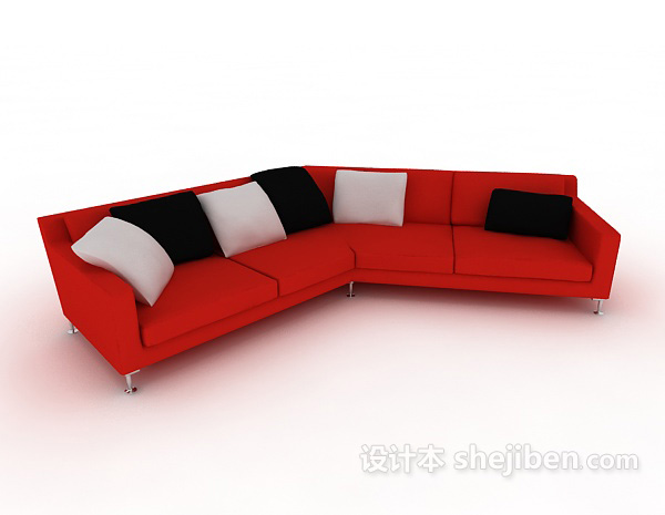 时尚红色多人沙发