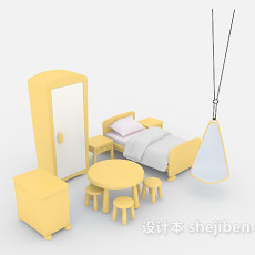 儿童卧室整套家具3d模型下载