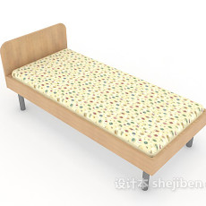 实木单人儿童床3d模型下载