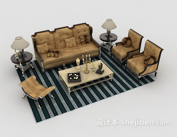 欧式家居组合沙发3d模型下载