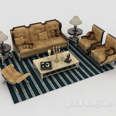 欧式家居组合沙发3d模型下载