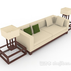 新中式风格多人沙发3d模型下载