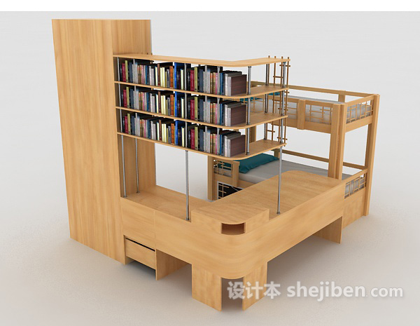 实木书柜、上下铺床