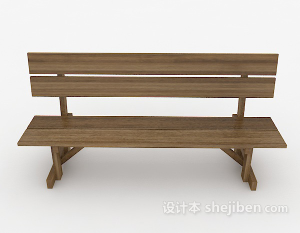 现代风格简约实木休闲长椅3d模型下载