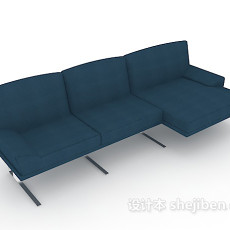 蓝色三人沙发3d模型下载