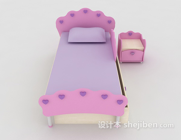 现代风格温馨儿童床3d模型下载