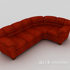 美式红色皮质沙发3d模型下载