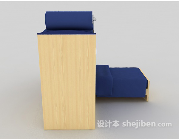 现代风格实木上下铺床3d模型下载