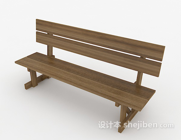 免费简约实木休闲长椅3d模型下载