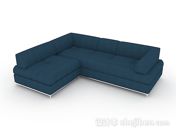 简约蓝色多人沙发3d模型下载