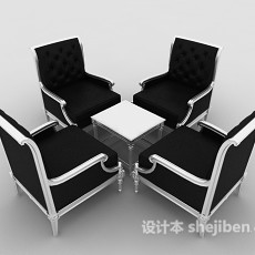 四人休闲桌椅组合3d模型下载