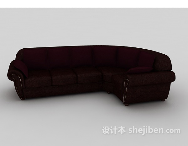 其它美式皮质多人沙发3d模型下载
