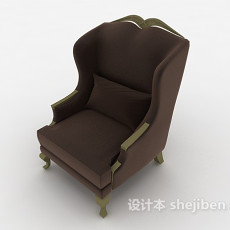 欧式风格棕色单人沙发3d模型下载