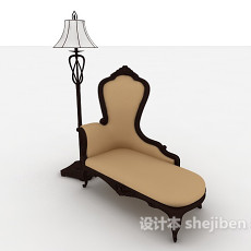 简欧实木单人沙发3d模型下载