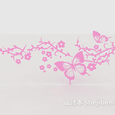 粉色墙绘3d模型下载