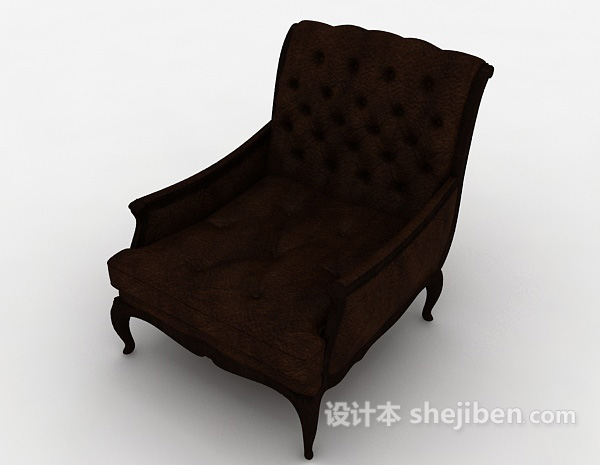 免费棕色皮质休闲椅3d模型下载