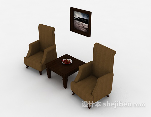 免费棕色单人家居沙发3d模型下载