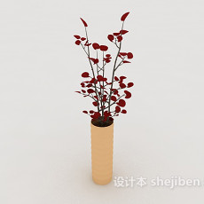 红色盆景盆栽3d模型下载