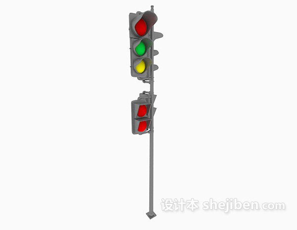现代风格红绿交通灯3d模型下载