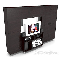 现代家居电视墙、电视柜3d模型下载