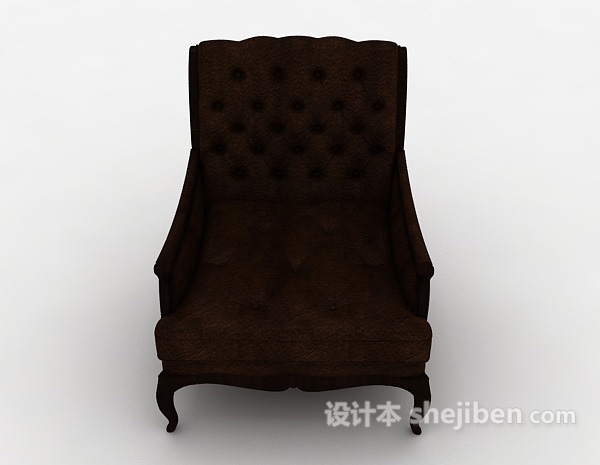 欧式风格棕色皮质休闲椅3d模型下载