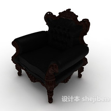 传统欧式风格单人沙发3d模型下载