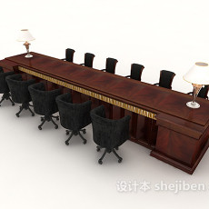 高级会议桌椅组合3d模型下载