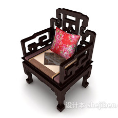 中式家居单人沙发3d模型下载