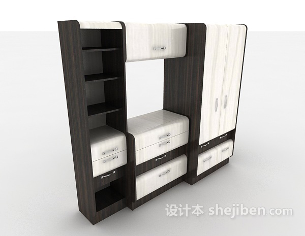 黑白间家居衣柜3d模型下载