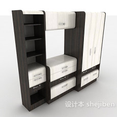 黑白间家居衣柜3d模型下载
