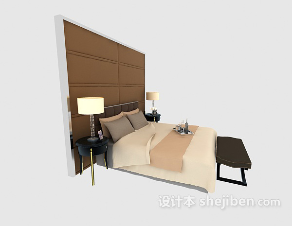 设计本新古典家居双人床3d模型下载
