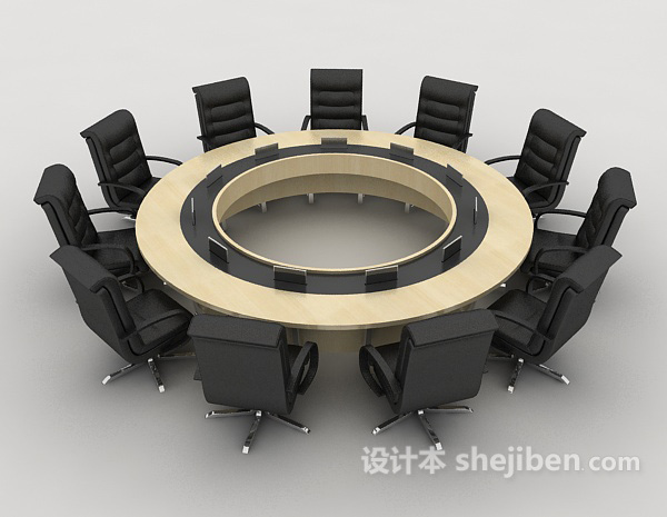 高档圆形会议桌3d模型下载