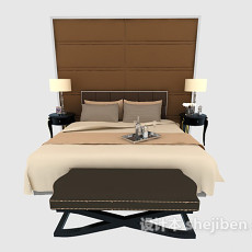 新古典家居双人床3d模型下载