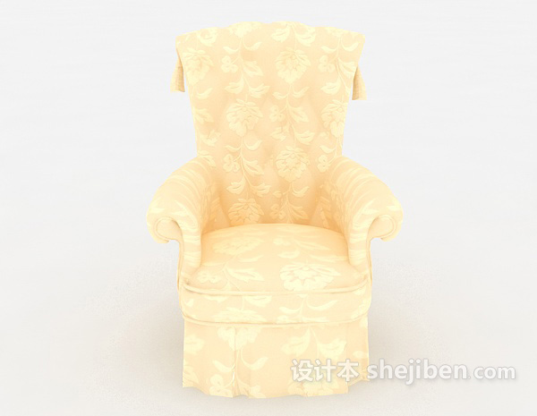 欧式风格欧式浅色单人沙发3d模型下载