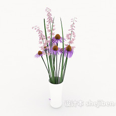 紫色家居摆设盆栽3d模型下载