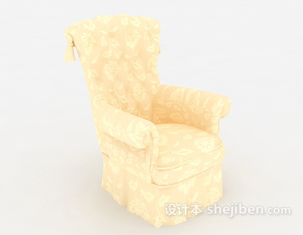 欧式浅色单人沙发3d模型下载