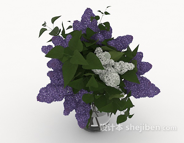 免费紫色花朵摆设3d模型下载