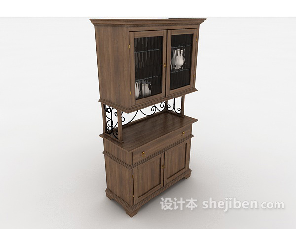 欧式家居实木橱柜3d模型下载