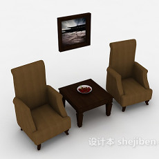 棕色单人家居沙发3d模型下载