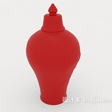 红色壶型摆设品3d模型下载