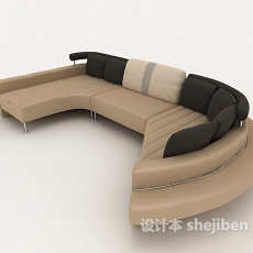 现代皮质多人沙发3d模型下载