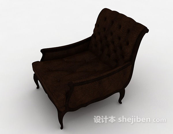 设计本棕色皮质休闲椅3d模型下载