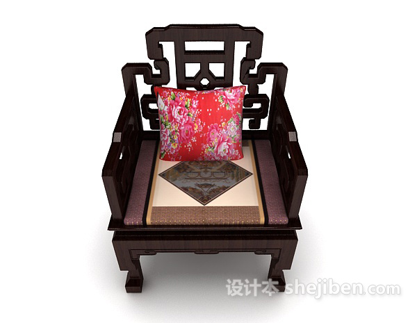 中式风格中式家居单人沙发3d模型下载
